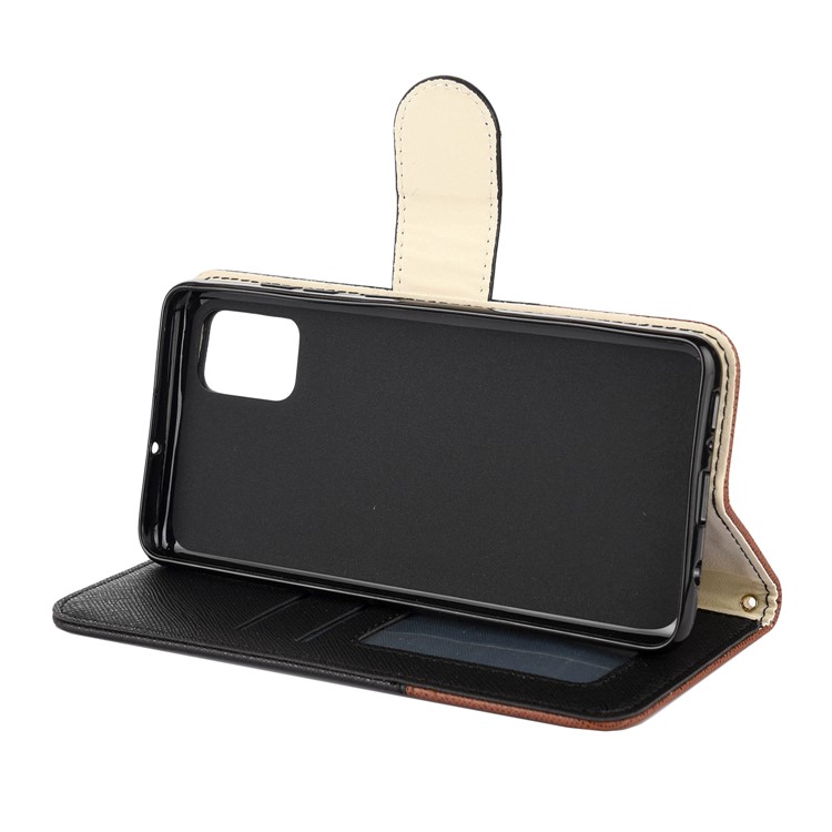 Hit Color Cross Texture Leather Wallet Stand Phone Cover for Samsung Galaxy A51 - Black-5