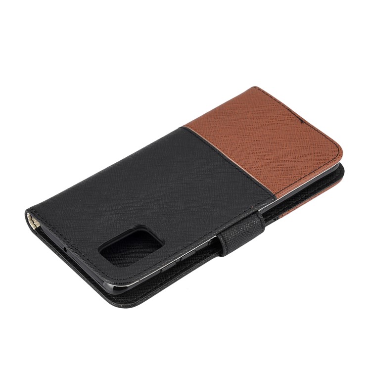 Hit Color Cross Texture Leather Wallet Stand Phone Cover for Samsung Galaxy A51 - Black-6