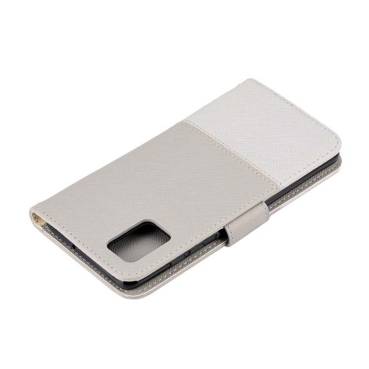 Hit Color Cross Texture Leather Wallet Stand Phone Cover for Samsung Galaxy A51 - Grey-5