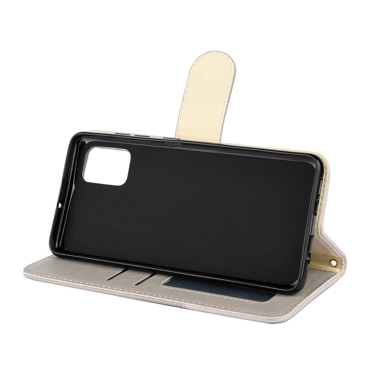 Hit Color Cross Texture Leather Wallet Stand Phone Cover for Samsung Galaxy A51 - Grey-6
