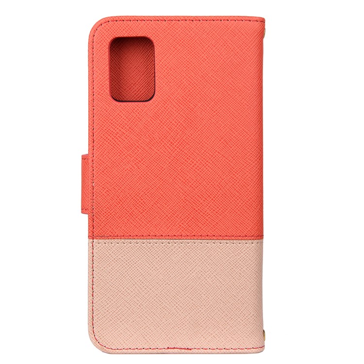 Hit Color Cross Texture Leather Wallet Stand Phone Cover for Samsung Galaxy A51 - Rose-3