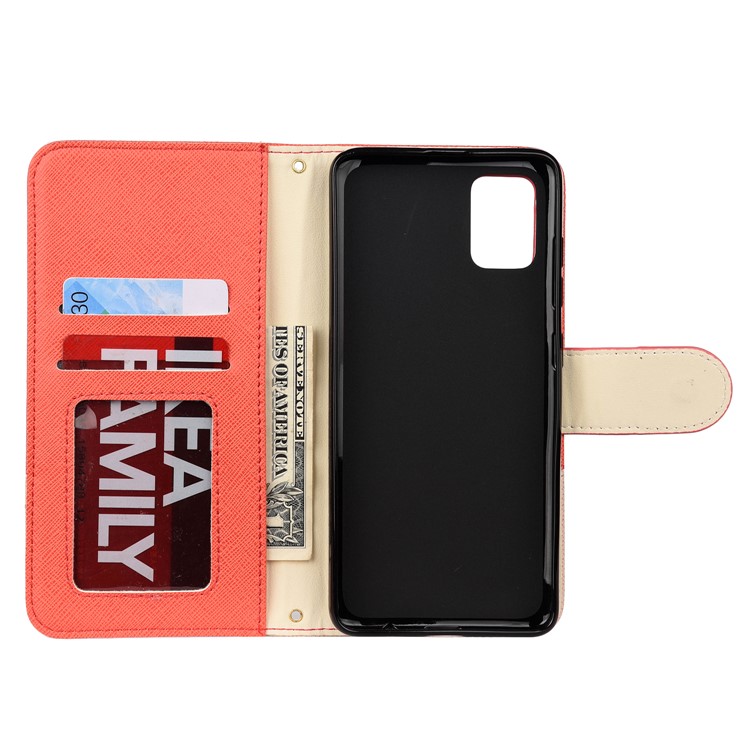 Hit Color Cross Texture Leather Wallet Stand Phone Cover for Samsung Galaxy A51 - Rose-4