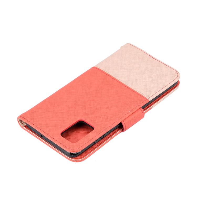 Hit Color Cross Texture Leather Wallet Stand Phone Cover for Samsung Galaxy A51 - Rose-5