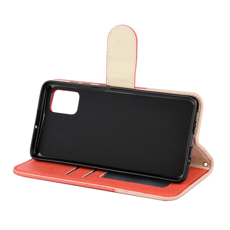 Hit Color Cross Texture Leather Wallet Stand Phone Cover for Samsung Galaxy A51 - Rose-6
