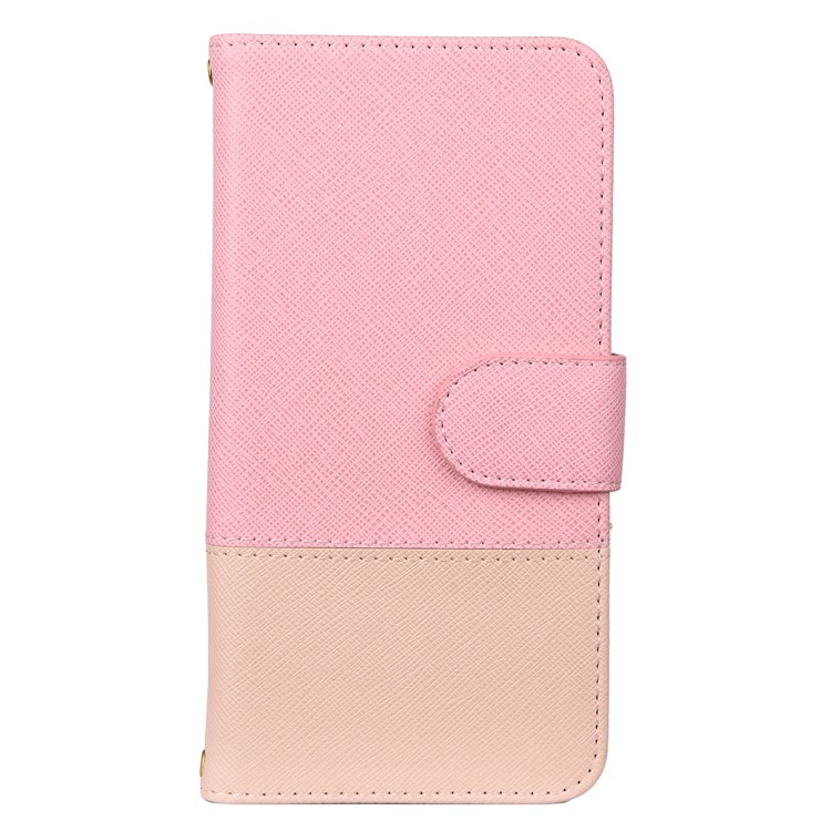 Hit Color Cross Texture Leather Wallet Stand Phone Cover for Samsung Galaxy A51 - Pink-2