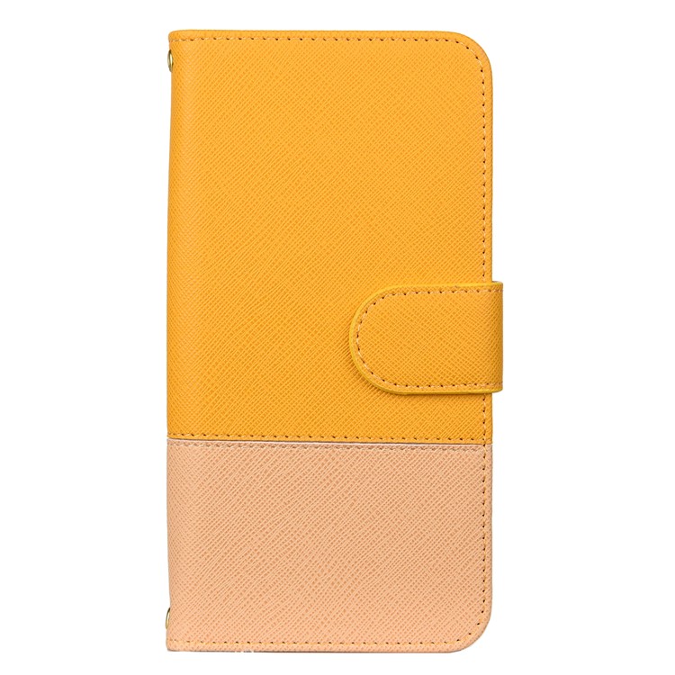 Hit Color Cross Texture Leather Wallet Stand Phone Cover for Samsung Galaxy A51 - Yellow-2