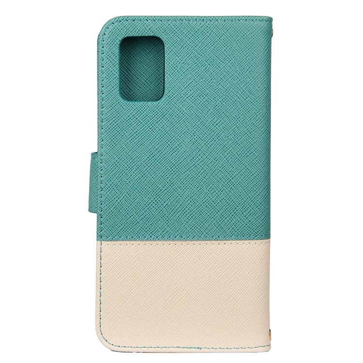 Hit Color Cross Texture Leather Wallet Stand Phone Cover for Samsung Galaxy A51 - Green-3