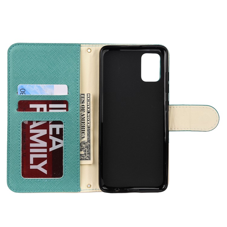 Hit Color Cross Texture Leather Wallet Stand Phone Cover for Samsung Galaxy A51 - Green-4