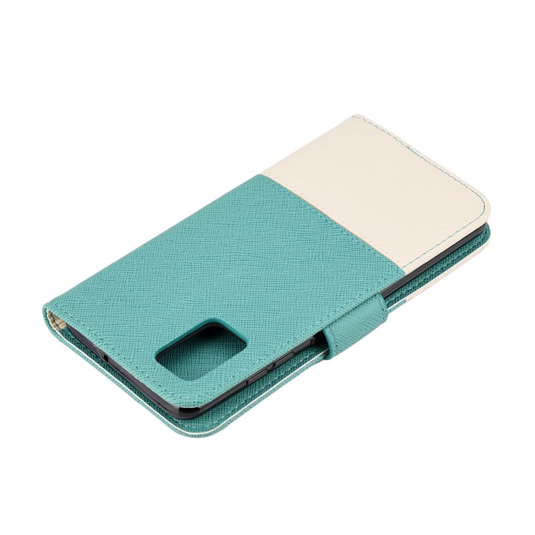 Hit Color Cross Texture Leather Wallet Stand Phone Cover for Samsung Galaxy A51 - Green-5