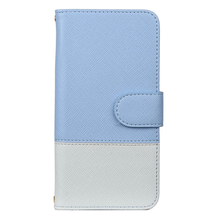 Hit Color Cross Texture Leather Wallet Stand Phone Cover for Samsung Galaxy A51 - Baby Blue-2
