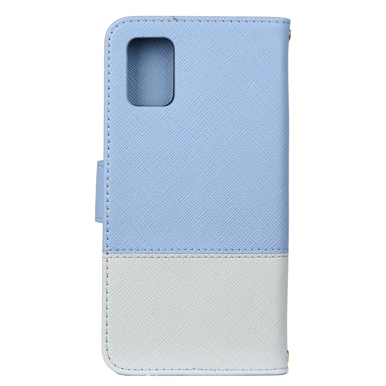 Hit Color Cross Texture Leather Wallet Stand Phone Cover for Samsung Galaxy A51 - Baby Blue-3