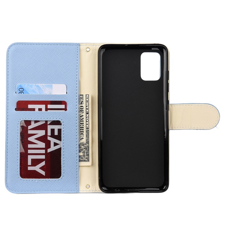 Hit Color Cross Texture Leather Wallet Stand Phone Cover for Samsung Galaxy A51 - Baby Blue-4