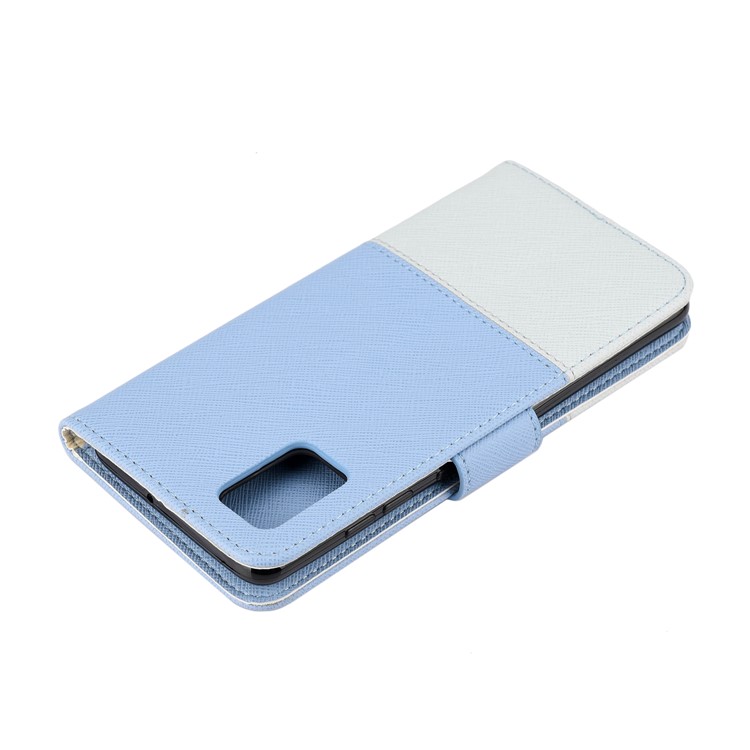 Hit Color Cross Texture Leather Wallet Stand Phone Cover for Samsung Galaxy A51 - Baby Blue-6