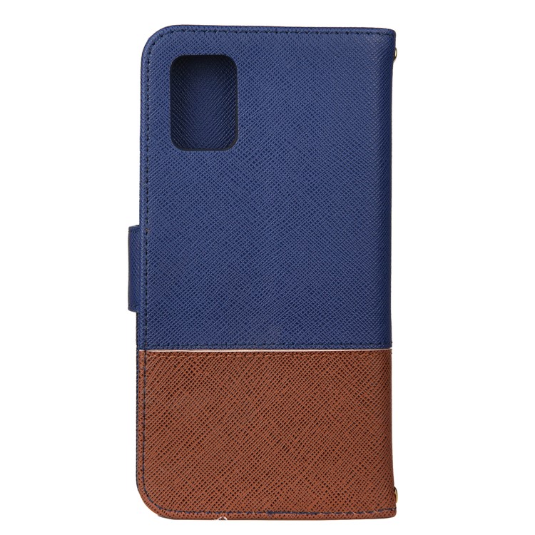 Hit Color Cross Texture Leather Wallet Stand Phone Cover for Samsung Galaxy A51 - Dark Blue-3