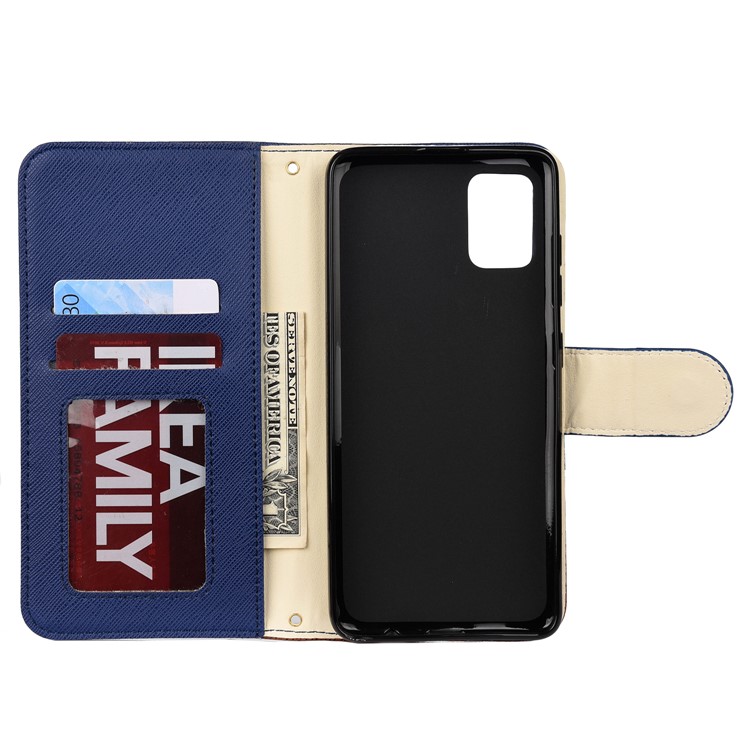 Hit Color Cross Texture Leather Wallet Stand Phone Cover for Samsung Galaxy A51 - Dark Blue-4