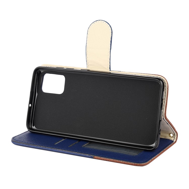 Hit Color Cross Texture Leather Wallet Stand Phone Cover for Samsung Galaxy A51 - Dark Blue-5