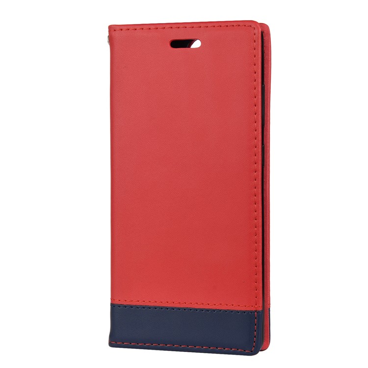 Two-tone Split Leather Protector Cover with Stand for Samsung Galaxy S20 Ultra - Red-2