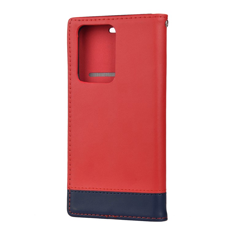 Two-tone Split Leather Protector Cover with Stand for Samsung Galaxy S20 Ultra - Red-3