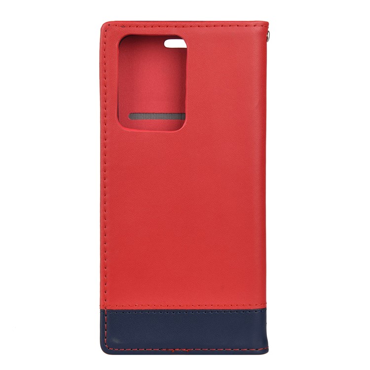 Two-tone Split Leather Protector Cover with Stand for Samsung Galaxy S20 Ultra - Red-5