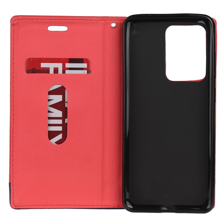 Two-tone Split Leather Protector Cover with Stand for Samsung Galaxy S20 Ultra - Red-6