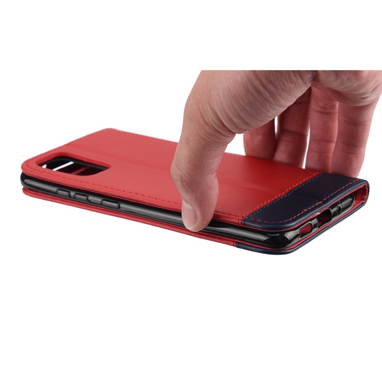 Estojo Protetor Divisão Couro Cor Do Contraste Para Samsung Galaxy S11 6,7 Polegadas - Vermelho-10