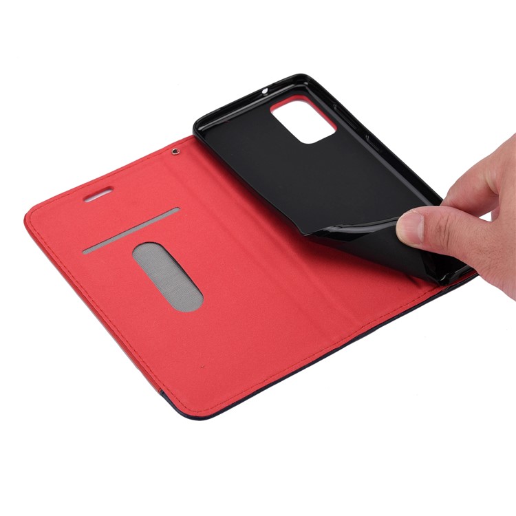 Estojo Protetor Divisão Couro Cor Do Contraste Para Samsung Galaxy S11 6,7 Polegadas - Vermelho-11