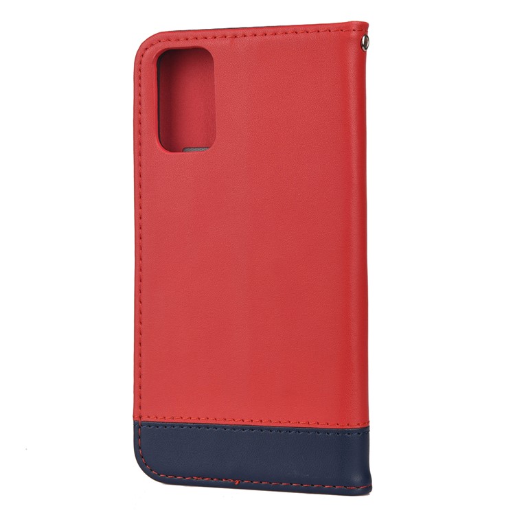 Estojo Protetor Divisão Couro Cor Do Contraste Para Samsung Galaxy S11 6,7 Polegadas - Vermelho-3