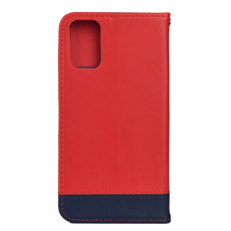 Estojo Protetor Divisão Couro Cor Do Contraste Para Samsung Galaxy S11 6,7 Polegadas - Vermelho-5