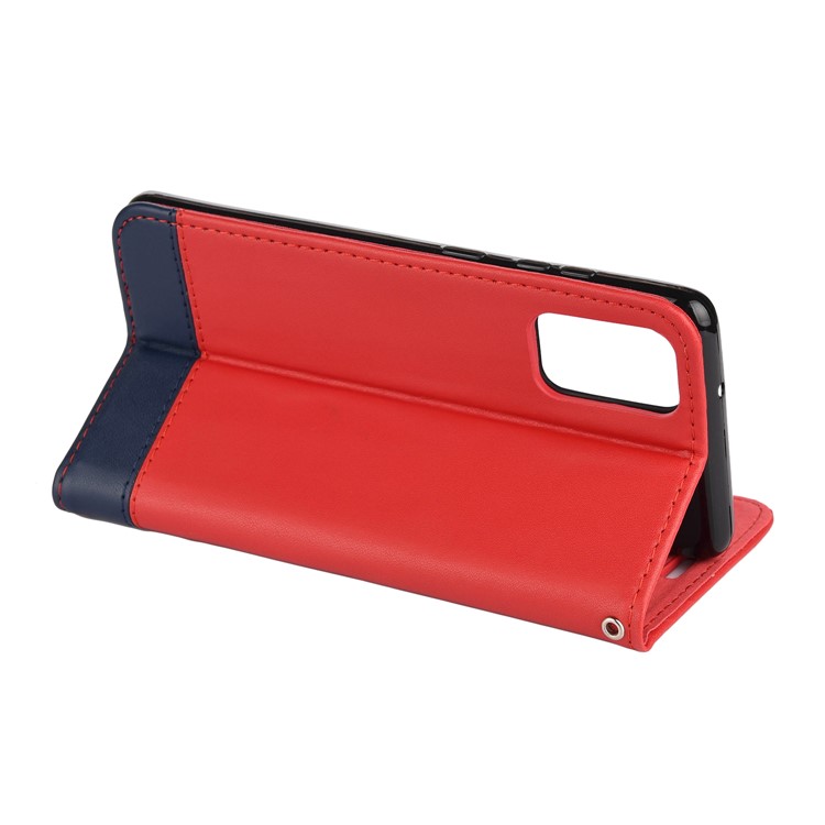 Estojo Protetor Divisão Couro Cor Do Contraste Para Samsung Galaxy S11 6,7 Polegadas - Vermelho-8