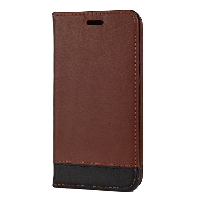 Two-tone Card Holder Stand Split Leather Case for Samsung Galaxy S20 - Brown-2