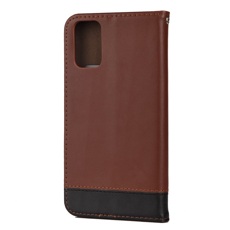 Two-tone Card Holder Stand Split Leather Case for Samsung Galaxy S20 - Brown-3