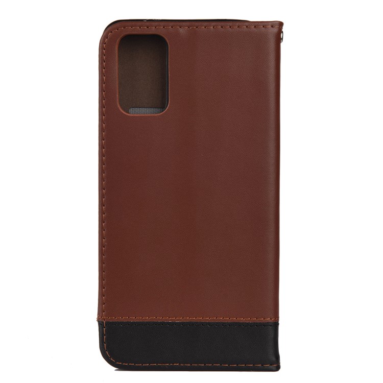 Two-tone Card Holder Stand Split Leather Case for Samsung Galaxy S20 - Brown-5