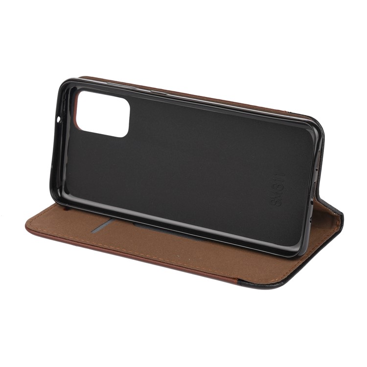 Two-tone Card Holder Stand Split Leather Case for Samsung Galaxy S20 - Brown-7