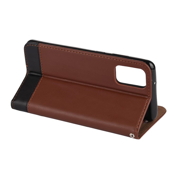 Two-tone Card Holder Stand Split Leather Case for Samsung Galaxy S20 - Brown-8