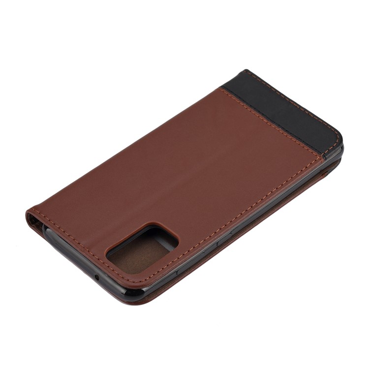 Two-tone Card Holder Stand Split Leather Case for Samsung Galaxy S20 - Brown-9