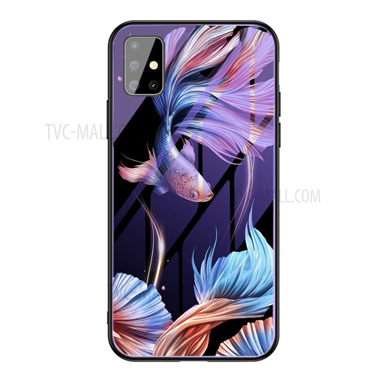 Luminous Tempered Glass PC + TPU Hybrid Phone Case with Kickstand for Samsung Galaxy A51 - Fish-3