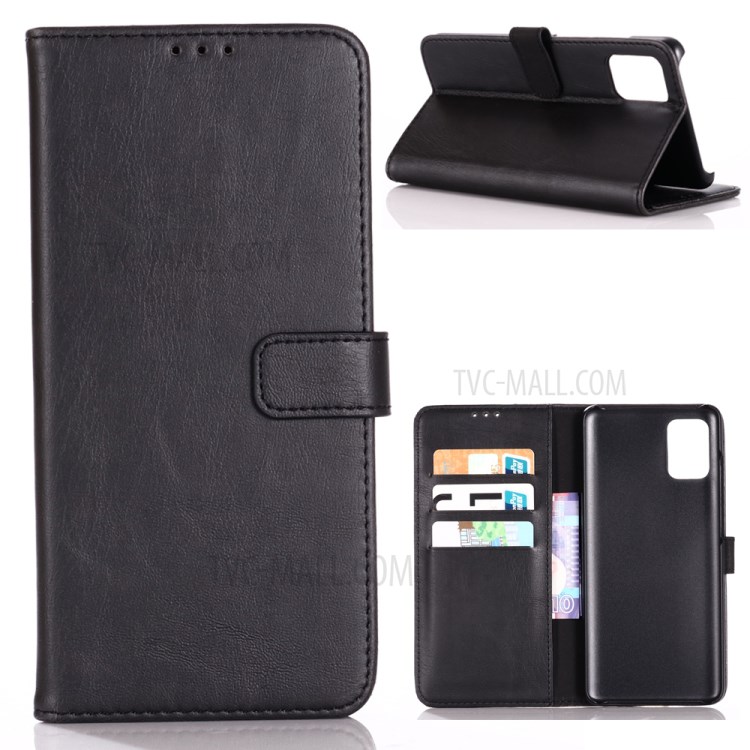 Crazy Horse Texture Retro Style Leather Wallet Case for Samsung Galaxy A51 - Black-1