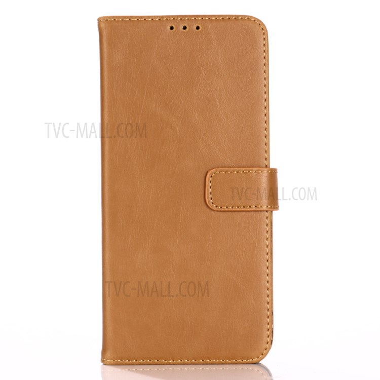 Estilo Retro Estojo De Couro Carteira Cavalo Textura Louco Para Samsung Galaxy A51 - Castanho-1