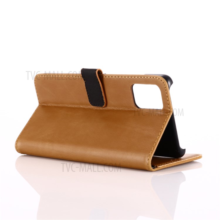 Estilo Retro Estojo De Couro Carteira Cavalo Textura Louco Para Samsung Galaxy A51 - Castanho-4