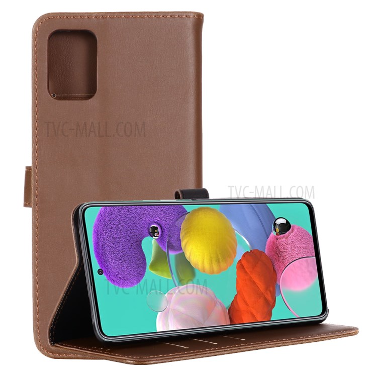 Crazy Horse Texture Retro Style Leather Wallet Case for Samsung Galaxy A51 - Coffee-3