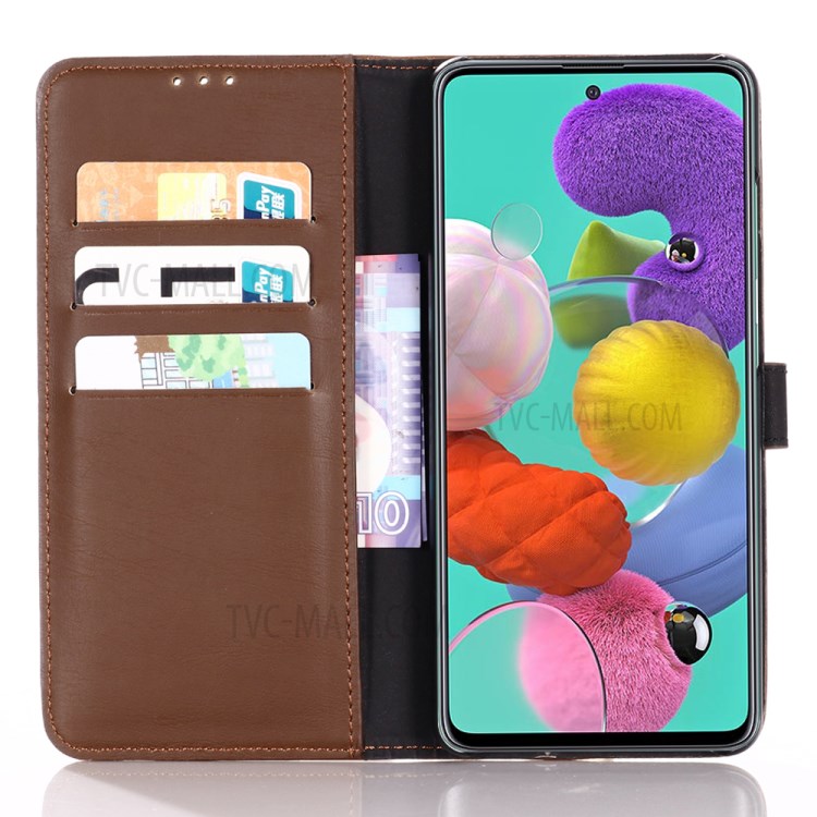 Crazy Horse Texture Retro Style Leather Wallet Case for Samsung Galaxy A51 - Coffee-4