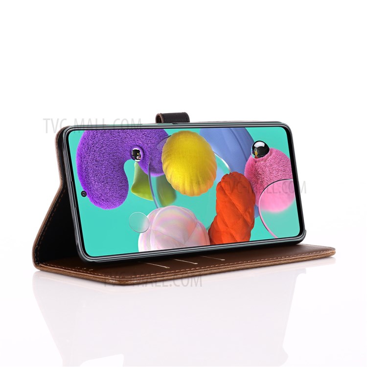 Crazy Horse Texture Retro Style Leather Wallet Case for Samsung Galaxy A51 - Coffee-5