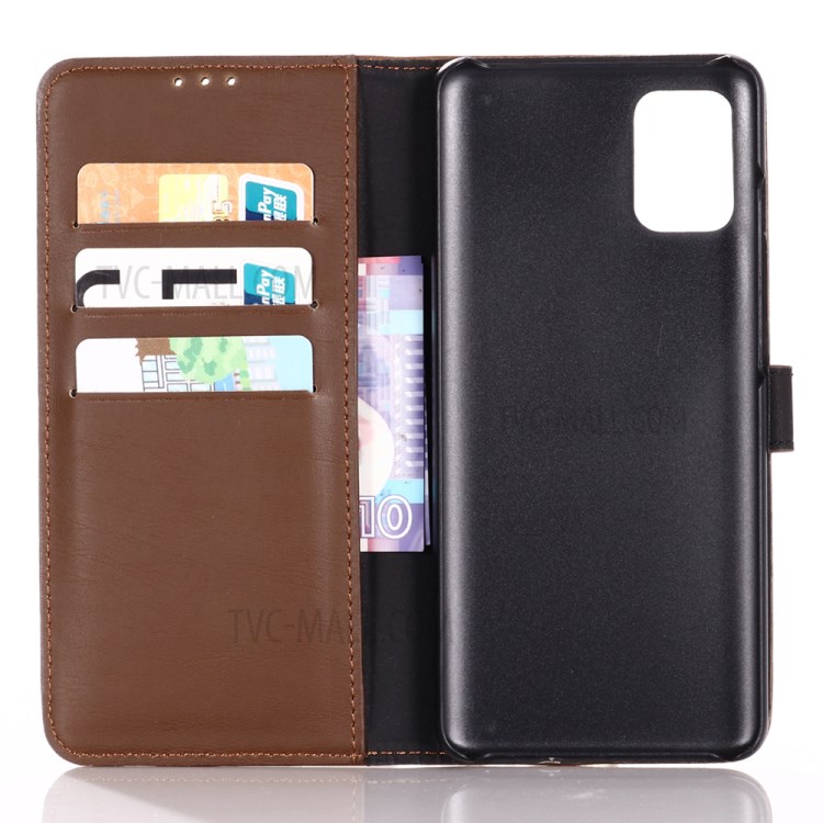 Crazy Horse Texture Retro Style Leather Wallet Case for Samsung Galaxy A51 - Coffee-6