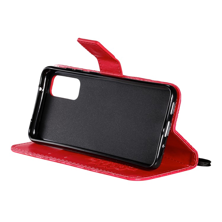 Imprint Sunflower Wallet Leather Casing for Samsung Galaxy S20 - Red-7