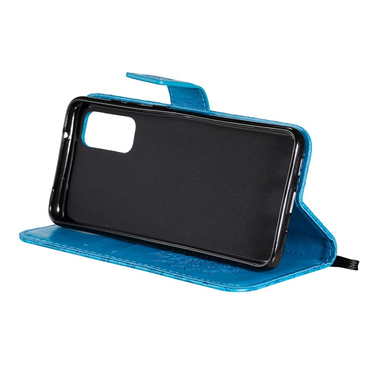 Imprint Sunflower Wallet Leather Casing for Samsung Galaxy S20 - Blue-7