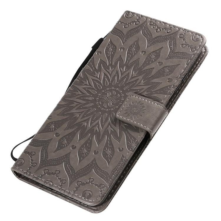 Imprint Sunflower Wallet Stand Leather Cover with Strap for Samsung Galaxy S20 Ultra/S11 Plus - Brown-6