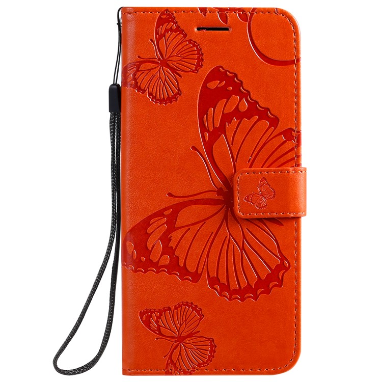 Imprint Butterfly Leather Wallet Case for Samsung Galaxy A51 - Orange-2