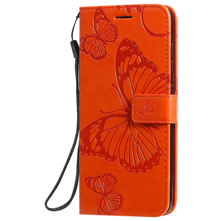 Imprint Butterfly Leather Wallet Case for Samsung Galaxy A51 - Orange-3