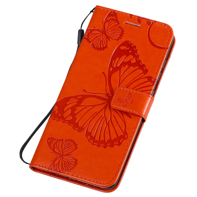 Imprint Butterfly Leather Wallet Case for Samsung Galaxy A51 - Orange-6