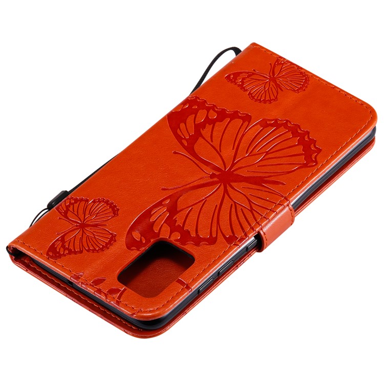 Imprint Butterfly Leather Wallet Case for Samsung Galaxy A51 - Orange-7